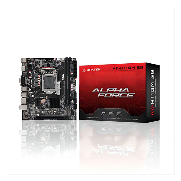 ARKTEK MOTHERBOARD H110M,INTEL 6TH,7TH,8TH,9TH GEN SOCKET,DDR4,NVME,HDMI,VGA,USB