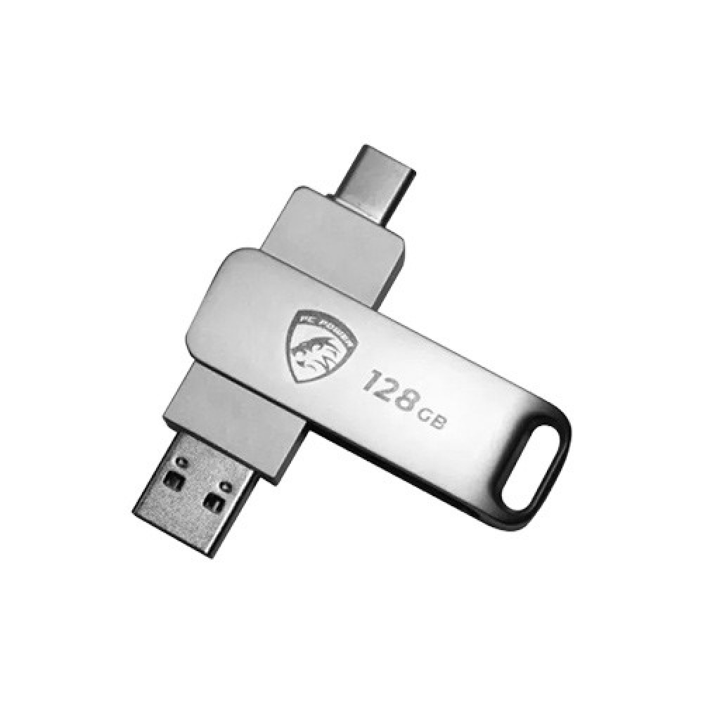 PC POWER PEN DRIVE 128GB USB 3.2+TYPE C SILVER P128 DUAL