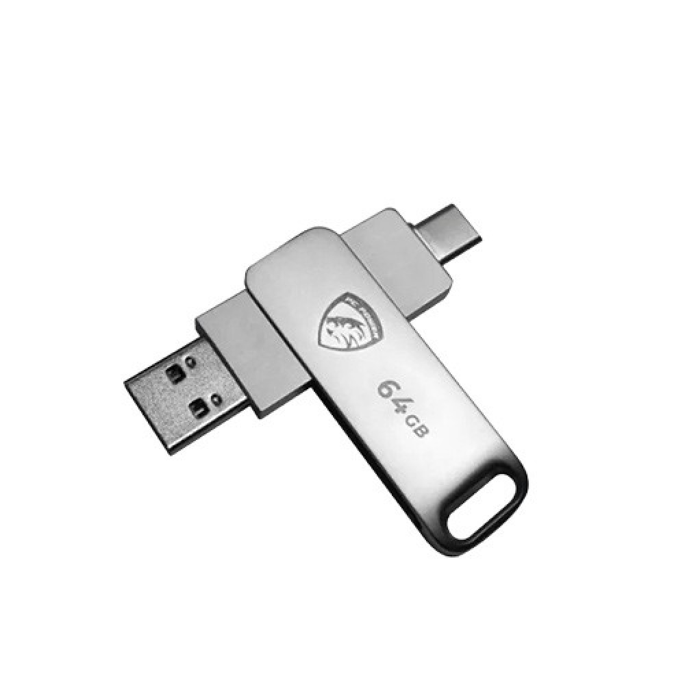 PC POWER PEN DRIVE 64GB USB 3.2+TYPE C SILVER P64 DUAL