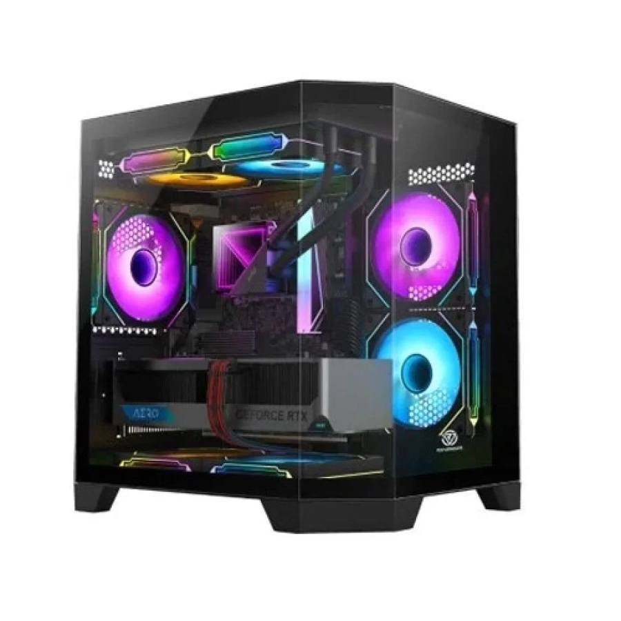 REVENGER AIR BOX MINI 5 ARGB INFINITY FAN GAMING CASING,BLACK,TEMPERED GLASS