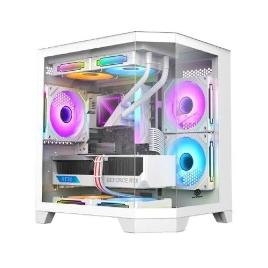 REVENGER AIR BOX MINI 5 ARGB INFINITY FAN GAMING CASING,WHITE,TEMPERED GLASS