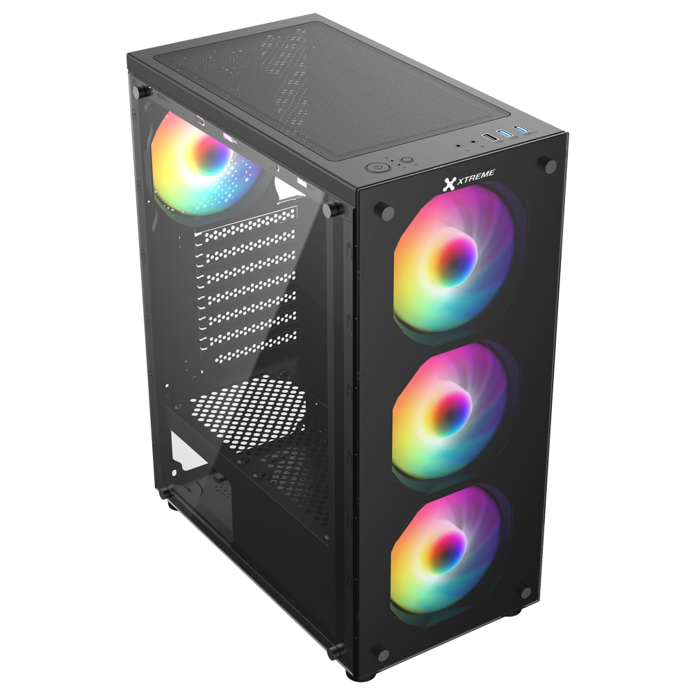 XTREME GAMING CASING 100E WITH 4RGB FAB,TEMPERED GLASS,POWER SUPPLU
