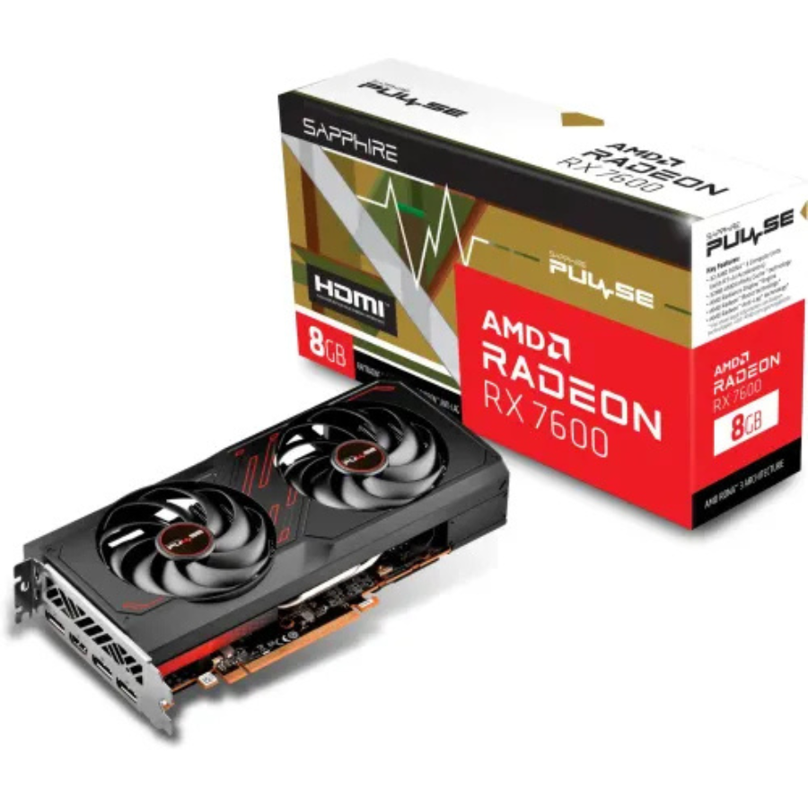 SAPPHIRE PULSE AMD RADEON RX7600 GAMING OC 8GB DDR6 GRAPHICS CRAD