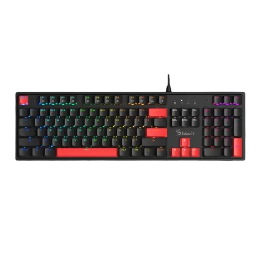 A4TECH BLOODY S520N RGB MECHANICAL BLMS HOT-SWAPPABLE RED SWITECH USB FIRE BLACK GAMING KEYBOARD