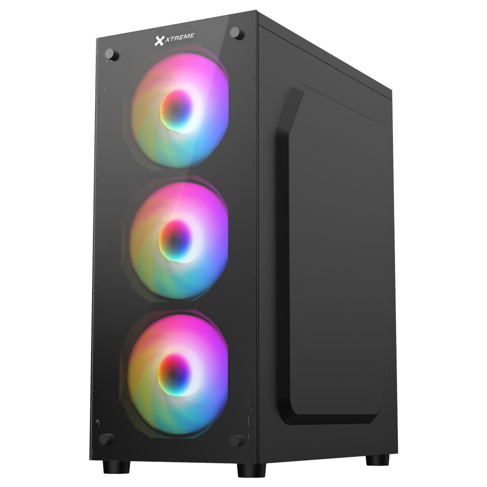 XTREME GAMING CASING 100E WITH 4RGB FAB,TEMPERED GLASS,POWER SUPPLU